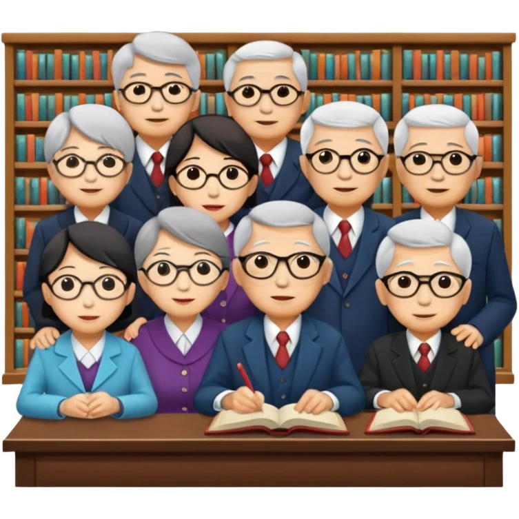 social gathering of old asian people  hosted by the intellectual journal Dushu in a bookstore emoji