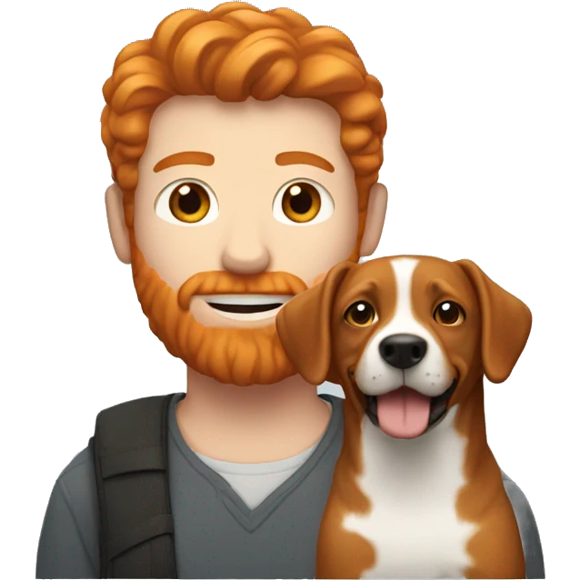 ginger man with a dog  emoji