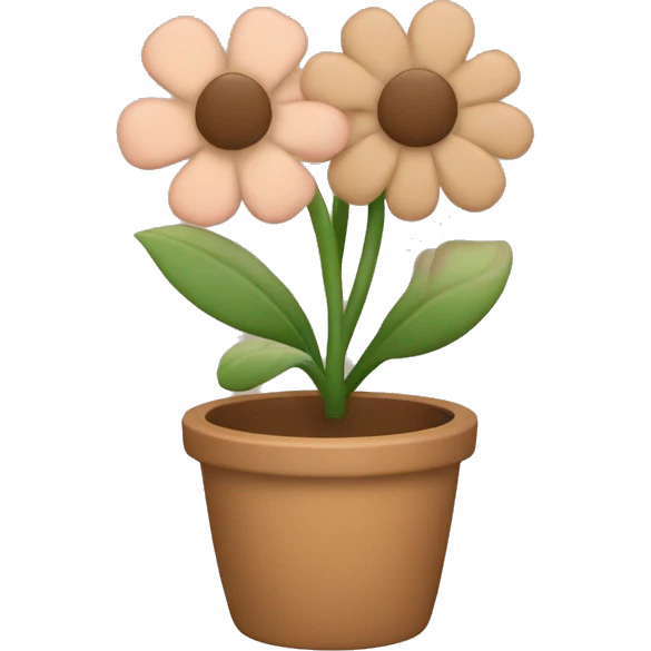 there is a pot in pastel brown colors and a flower in it emoji