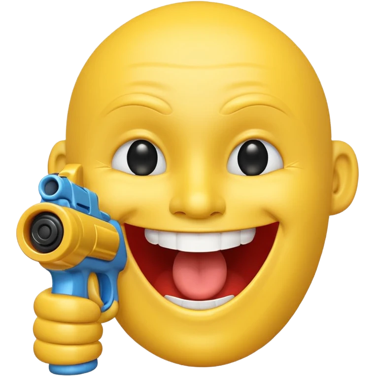 Yellow laughing face pointing gun at its own temple emoji