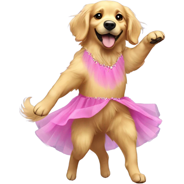 Golden retriever dancing in a tutu emoji