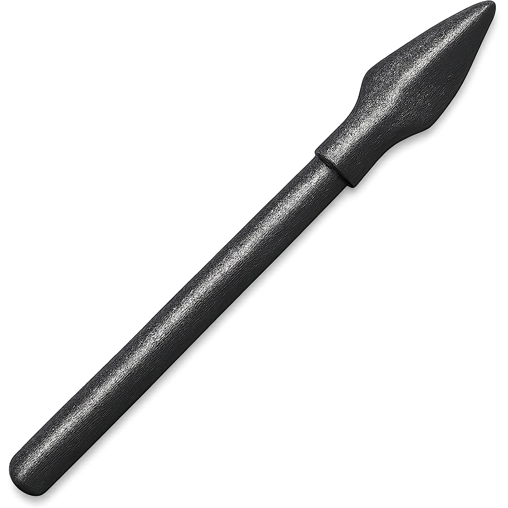 Make this steel spear 10% darker, keep it crisp, shiny, and slightly fancier than iron, realistic metallic steel, emoji style, transparent background. emoji