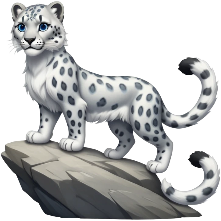 cinematic-snow-leopard-realistic-full-body-standing-emoji,-muscular-yet-graceful-body-balanced-on-rocky-cliffs,-long-fluffy-tail-swirling-behind,-head-tilted-dramatically,-thick-ghostly-white-fur-speckled-with-black-rosettes,-piercing-icy-blue-eyes,-simplified-yet-realistic-focused-features,-highly-detailed,-glowing-with-an-almost-sarcastic-glow emoji