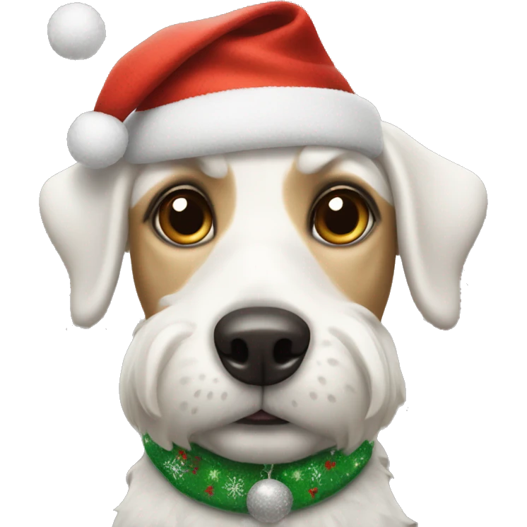 White dog in Christmas clothes emoji
