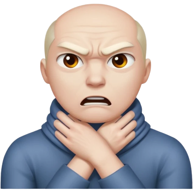 Hands wrapped around neck while angry  emoji