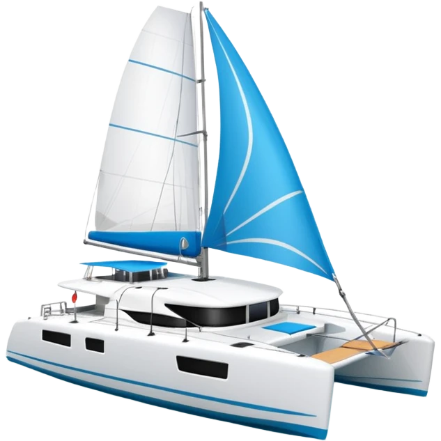 catamaran that looks like a lagoon 42 on a white background. Just the catamaran with no wording on the boat emoji