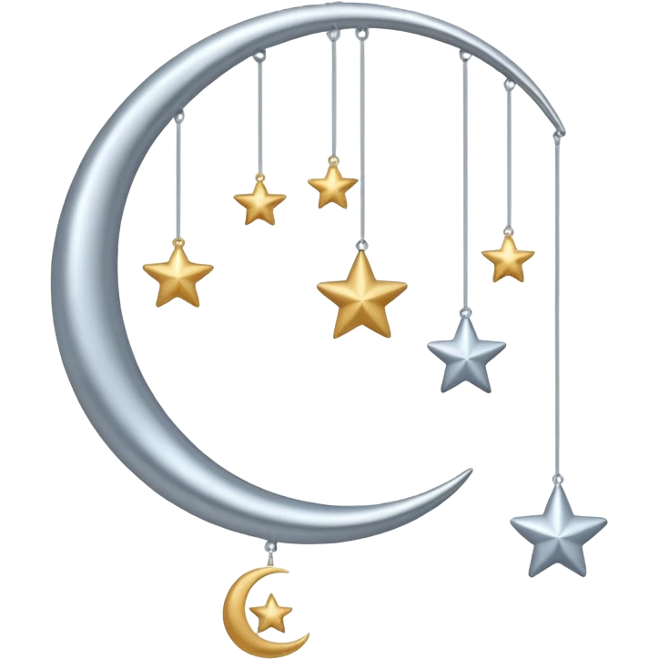Hanging mobile with stars and moon emoji