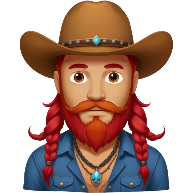 mustached cowboys with tattoos on face and bead and long red hairs emoji
