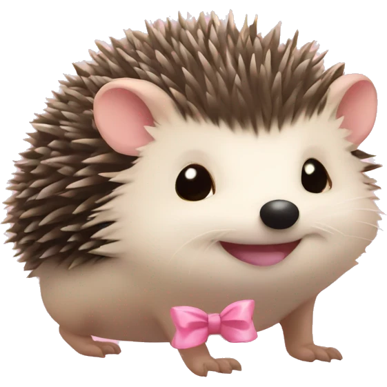 Hedgehog with a baby pink bow emoji