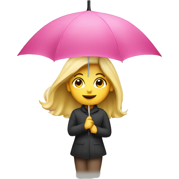 Blond girl holding pink umbrella above head emoji