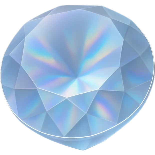 round cut white diamond with holographic effect emoji