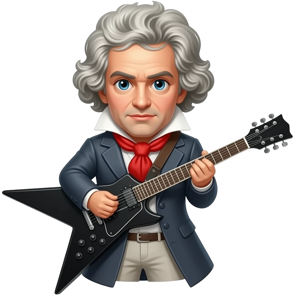 Beethoven with black metal electric guitar emoji