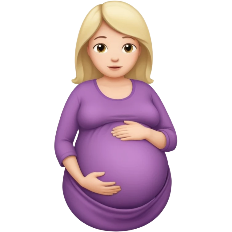 very heavily pregnant overdue woman with unnaturally very large belly emoji