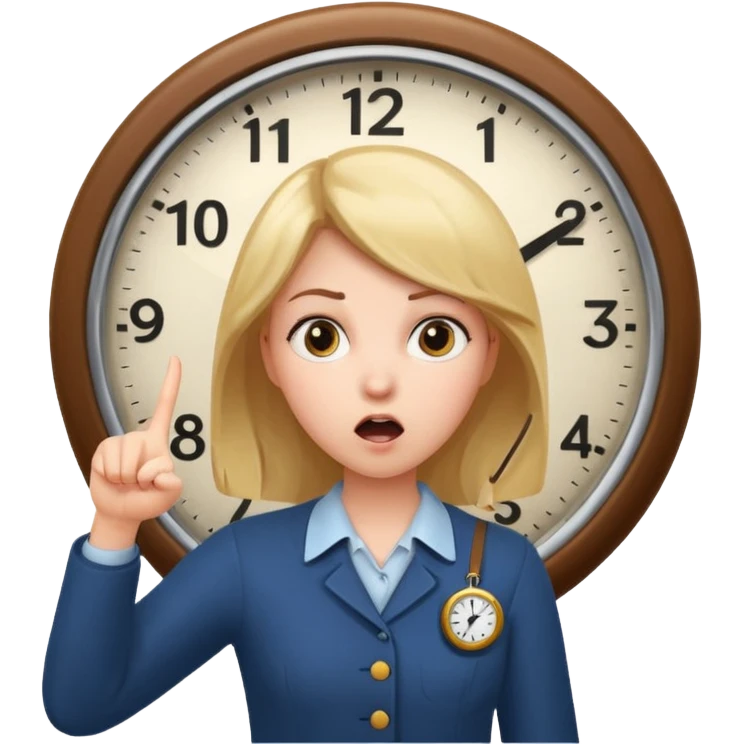  girl pointing at a clock emoji