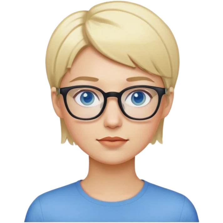 blonde designer with glasses and short blonde hair blue eyes emoji