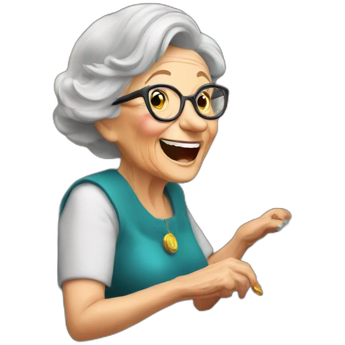 Old lady winning on a slot machine emoji