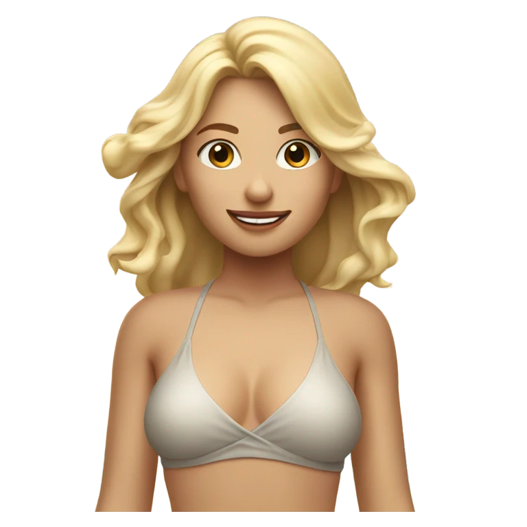 Blonde girl on beach in Tahiti  emoji