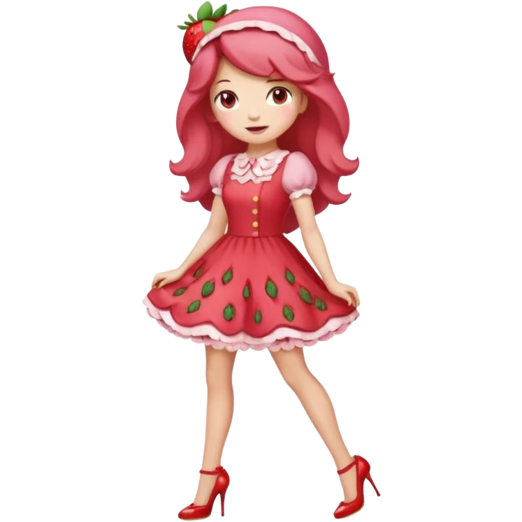 pretty and cute realistic modern day strawberry shortcake full body with high heels emoji emoji