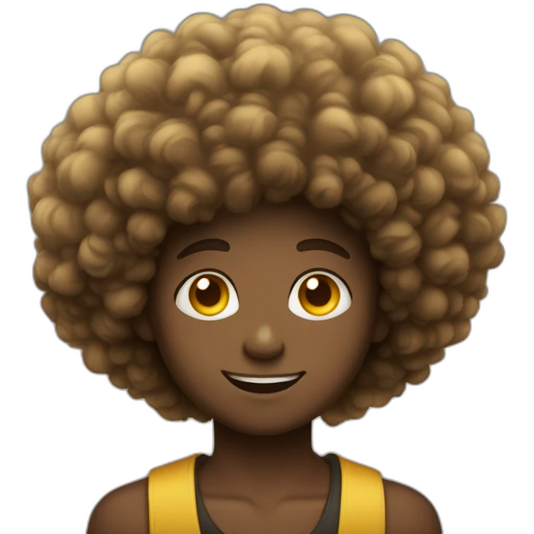 Afro haired Young boy with one brown eye and the other yellow emoji