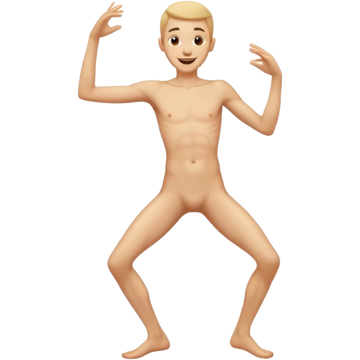 Skinny naked guy dancing happy emoji