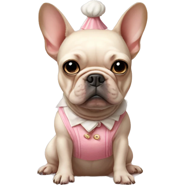 cream french bulldog in a pig outfit   emoji