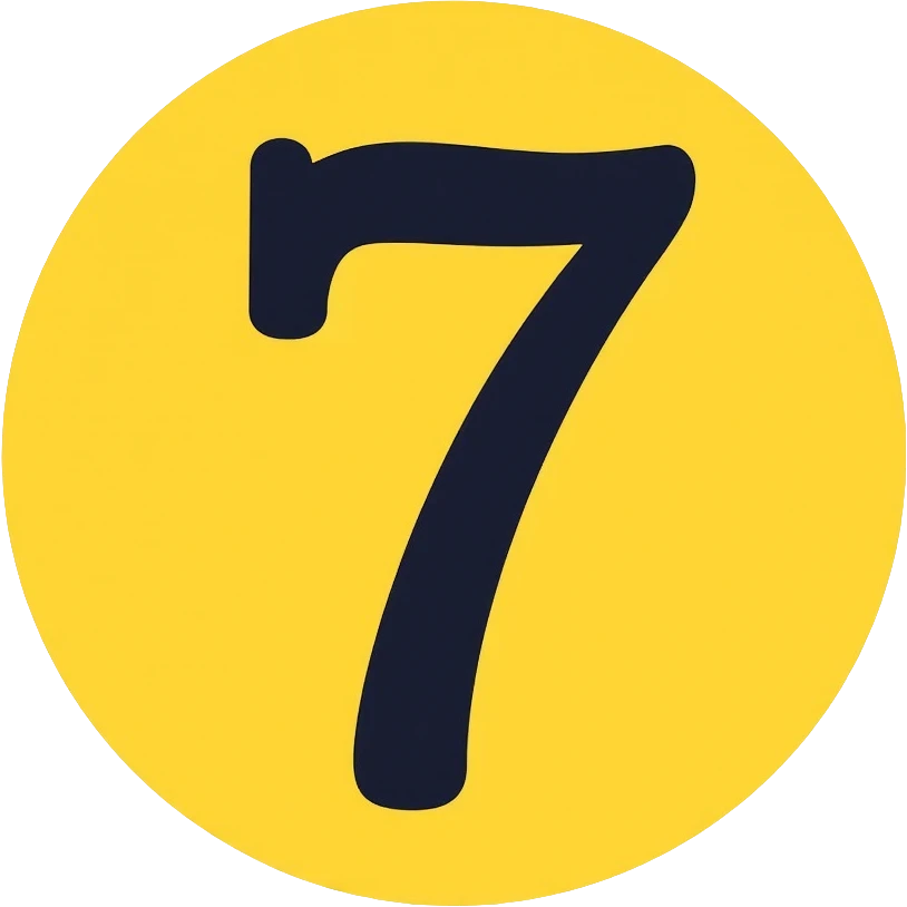 Number 7 on a yellow volumetric background emoji