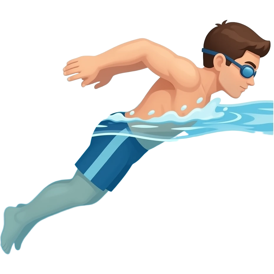 swimming in the pool, full body, side view, background visible emoji