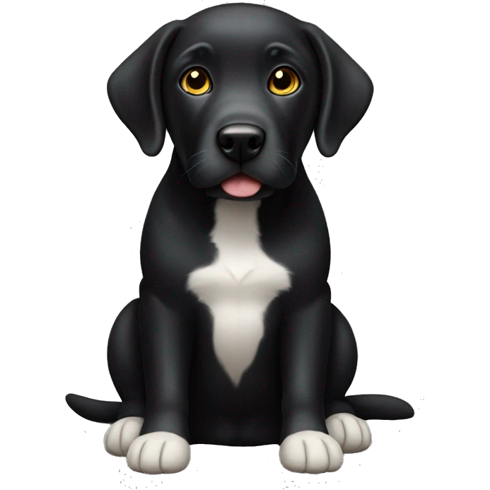 A black lab dog with white spots on chest and feet emoji