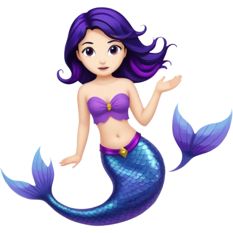 Mermaid with black hair and purple tail  emoji