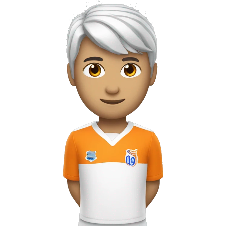 Futbolista blanco con uniforme naranja con el número 6 emoji