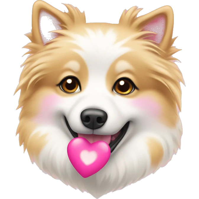 White and blonde spots spitz in a pink heart emoji