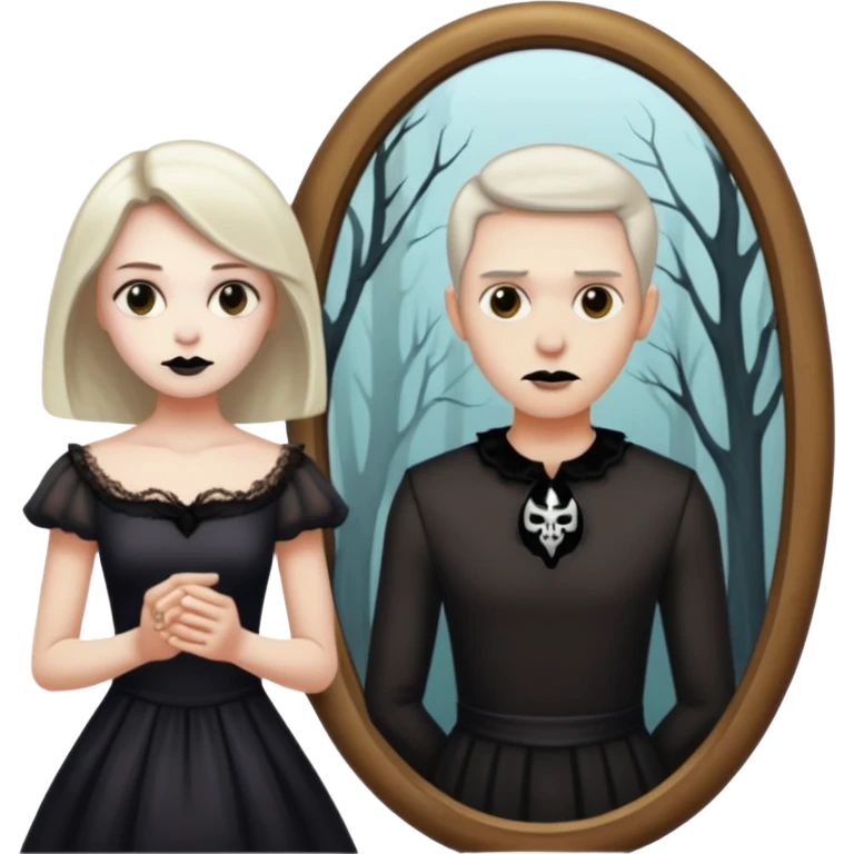 Spooky Man  in mirror behind woman emoji