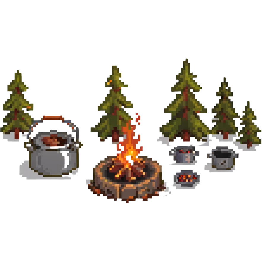 campfire with cooking pot in the forest emoji