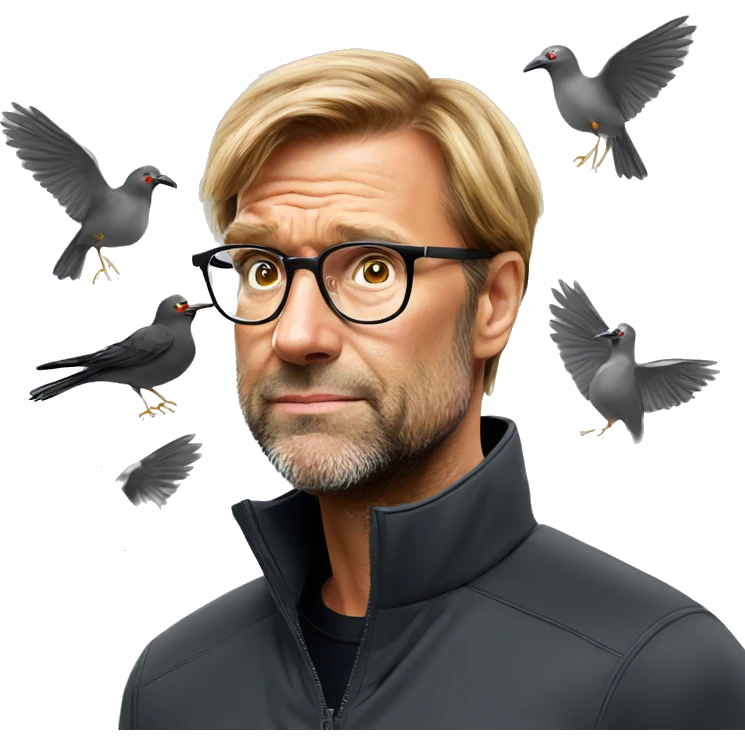 Klopp dizzy with birds around head emoji