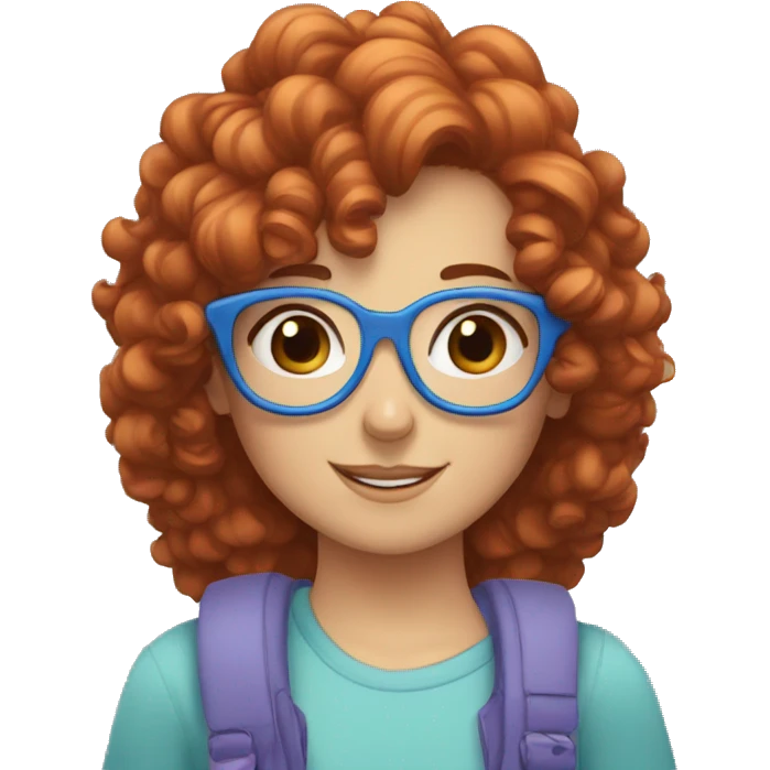 girl with curly red hair and blue glasses hugging a girl with brown hair  emoji
