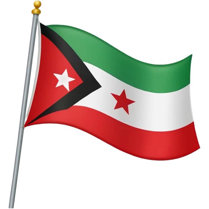 The flag had a three lined color, the top is green with Arabic written لا اله الا الله محمد رسول الله، in the moliddle it's white with black star, in the bottom is red color emoji