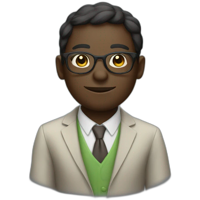 dark skin frog lookalike teacher with glasses emoji
