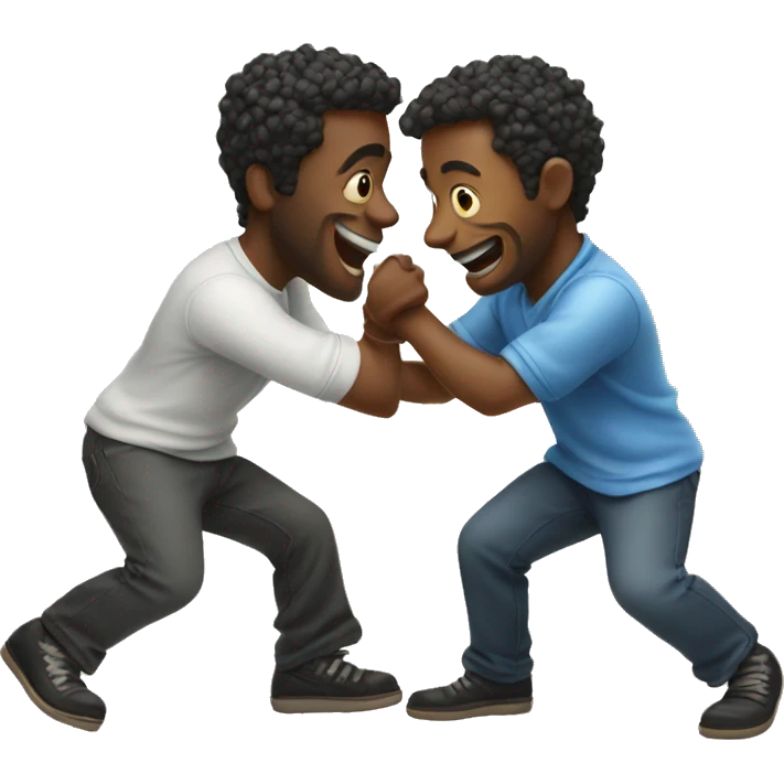 Two black men playing twister game  emoji