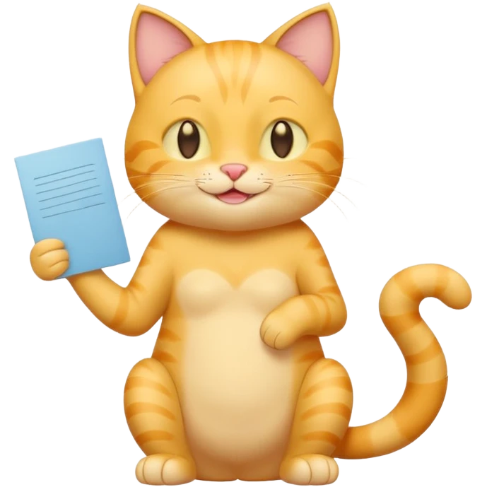 cute yellow smiling cat with full body with note and no clothes emoji