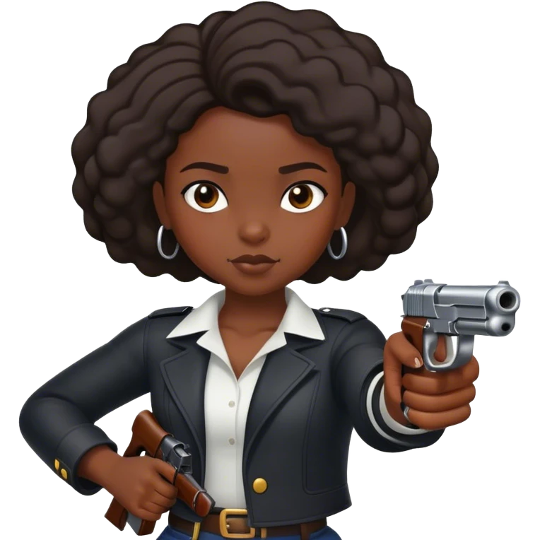 black girl pointing a gun emoji