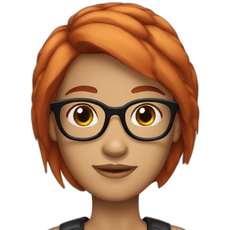 Short Hair Redhead Glasses with Black Frames Stich emoji