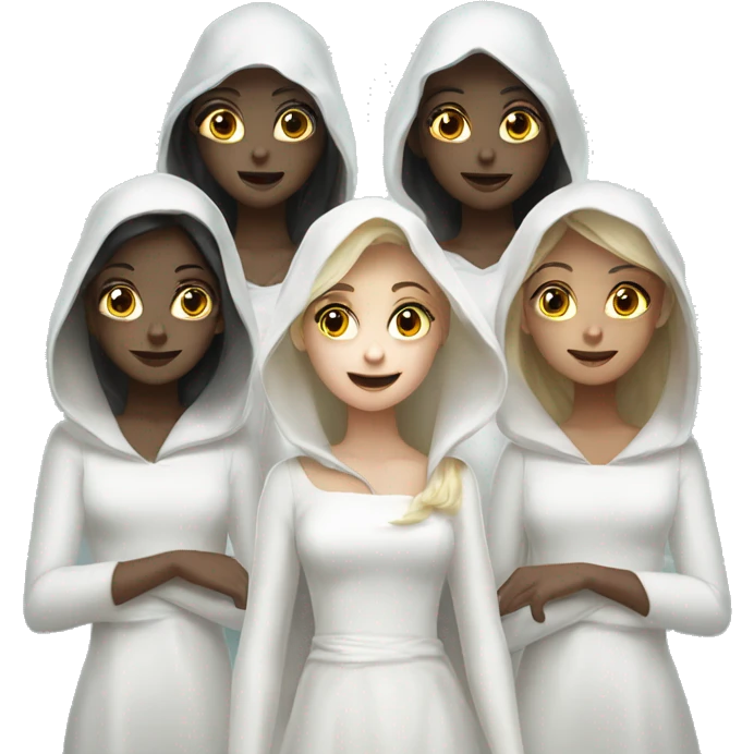 6 Caucasian girls in ghost costumes emoji