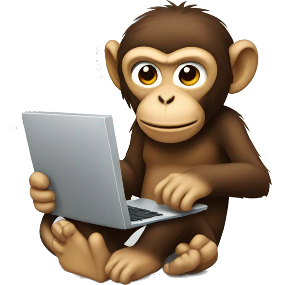 A monkey sitting at his computer emoji