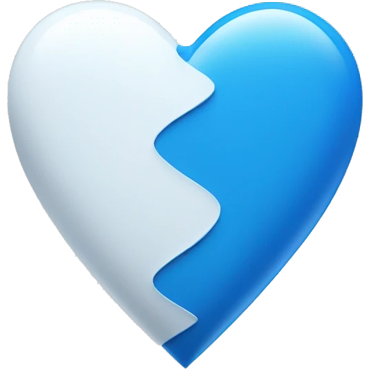  Blue heart and white heart mixed with blunt effect at the point of combining  emoji