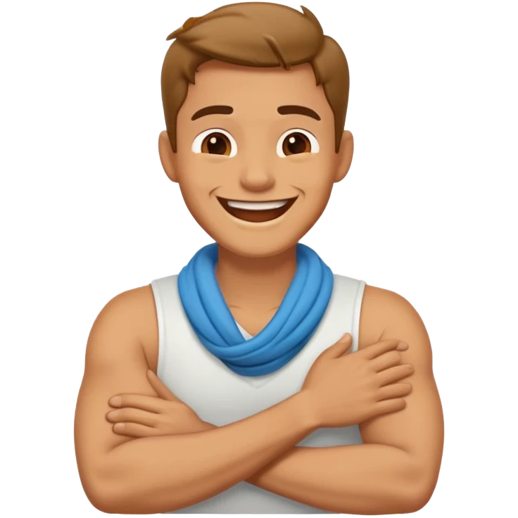Arms crossed holding neck laughing guy emoji