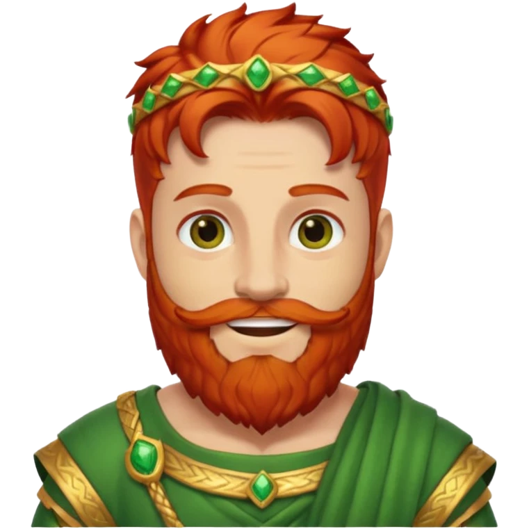 Priapus, God of Fertility from Gods and Goddesses with red hair and beard, gold and green outfit emoji