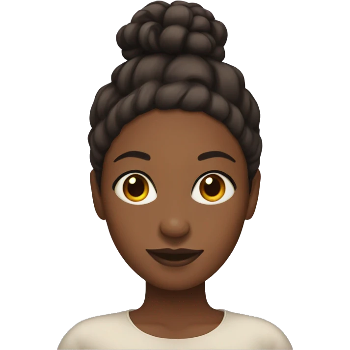 black woman with brown skin and bun emoji