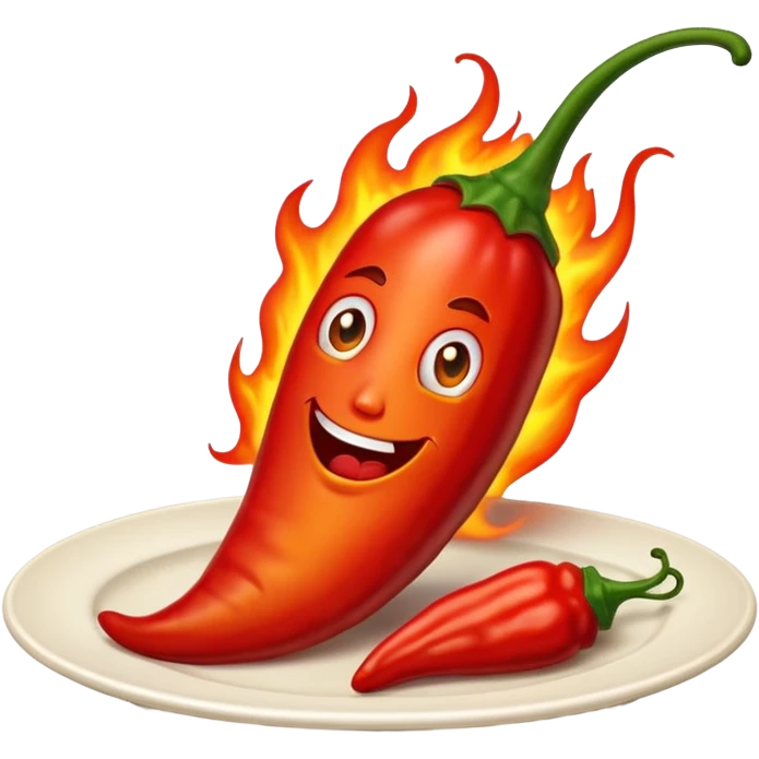 Flaming hot chilli burning on a playe emoji