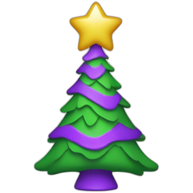 Purple and green Xmas tree toy emoji