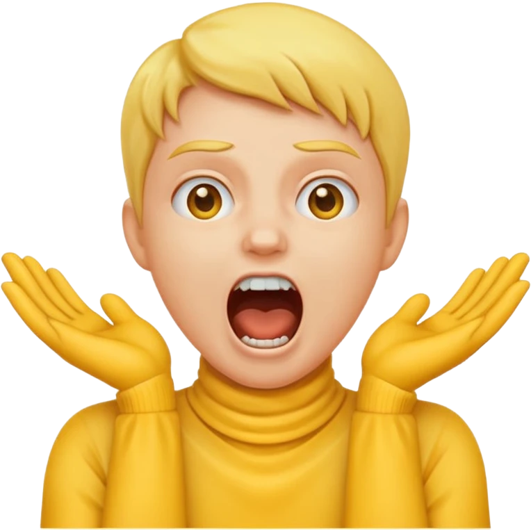 Hands around neck classic yellow emoji style screaming emoji